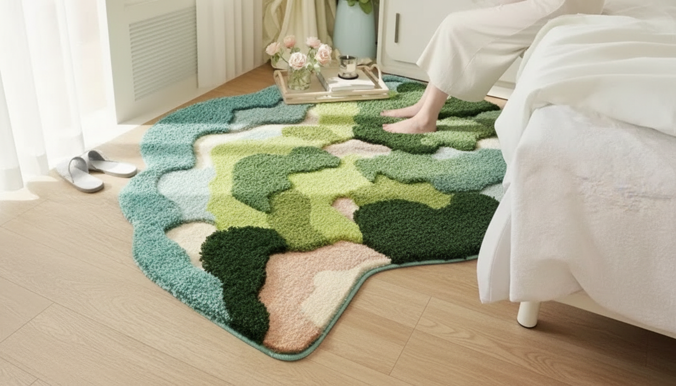 3D Moss Plush Rug: Thick, Anti-Slip Cozy Floor Accent
