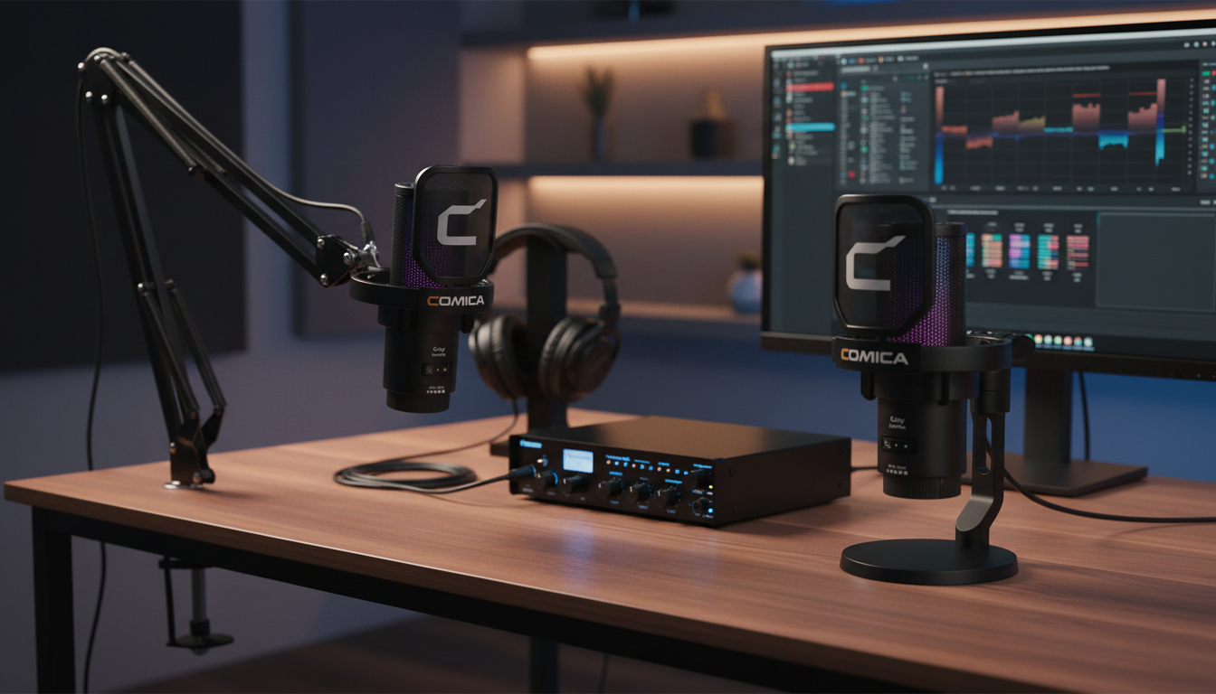 Wireless RGB USB Mic w/ Noise Cancel + Boom Arm