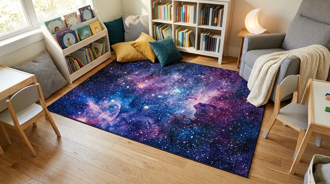 3D Space Rug: Galaxy Style, Safe Comfort for Any Room