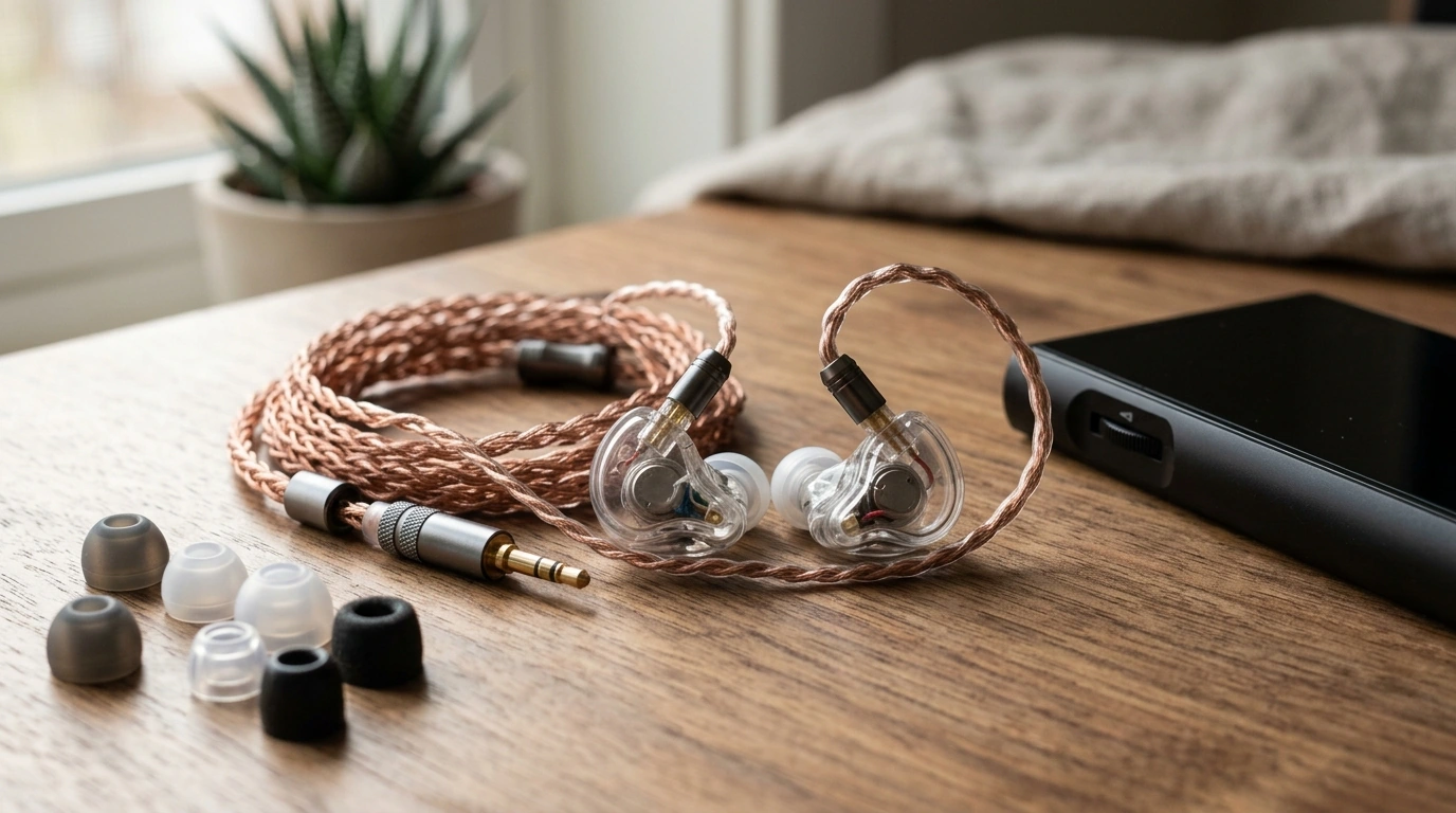 Clear 10mm HiFi IEMs: Detachable Copper Cable Guide
