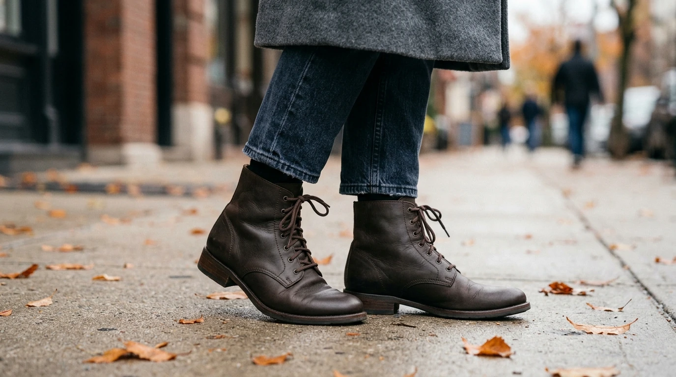 Handmade Retro Lace-Up Leather Ankle Boots for Women