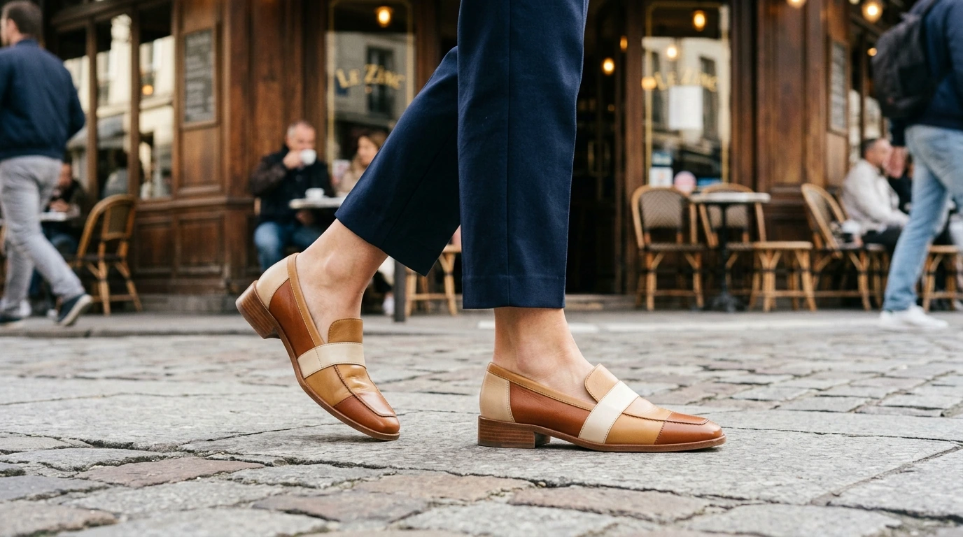 Mixed-Color Genuine Leather Square-Toe Loafers Guide