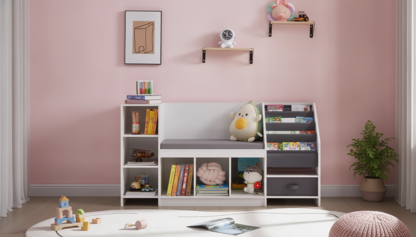 Montessori 5-in-1 Reading Nook: Books, Toys & Bench