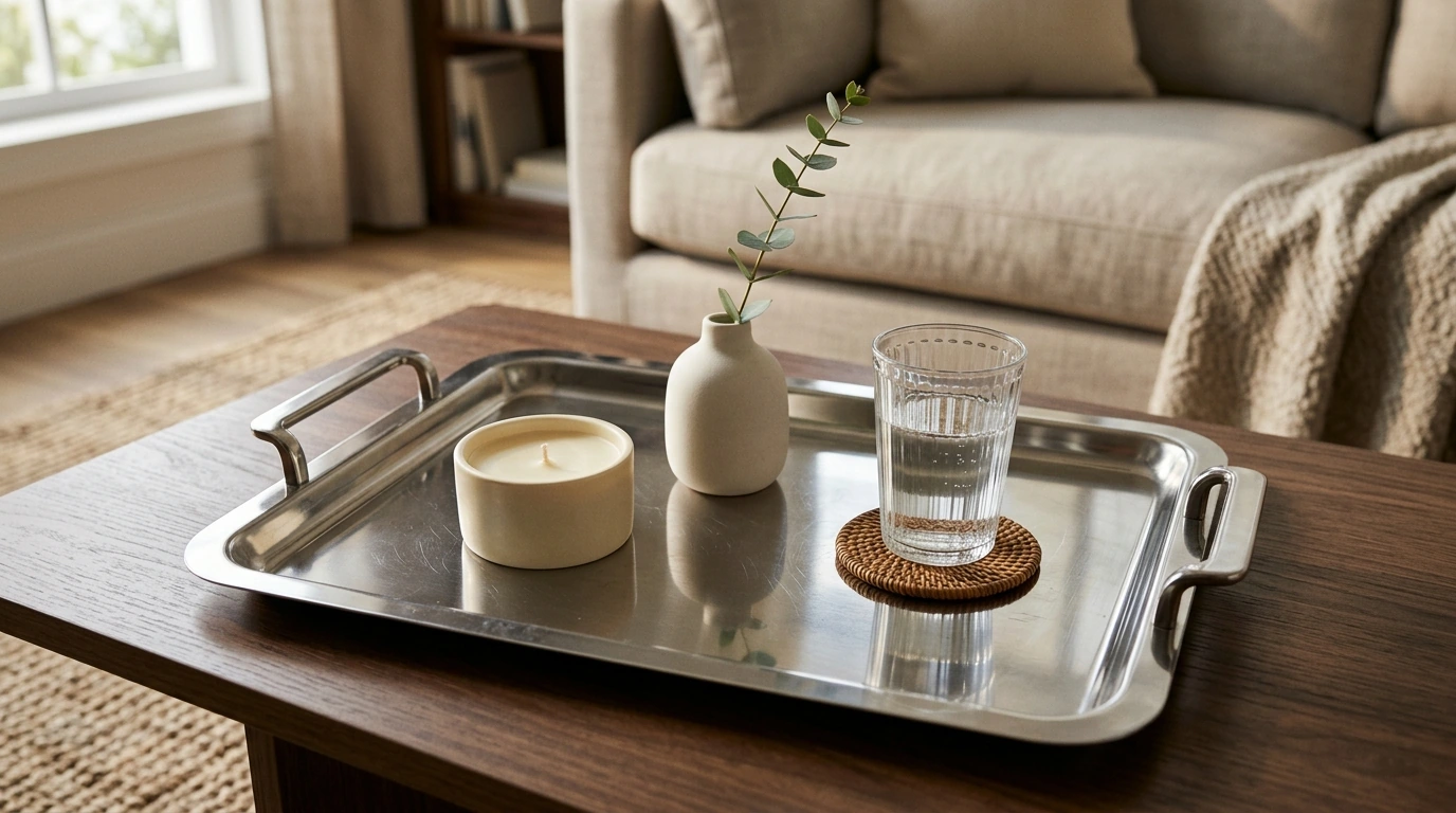 Mirror-Polished Stainless Steel Tray: Decor & Serve
