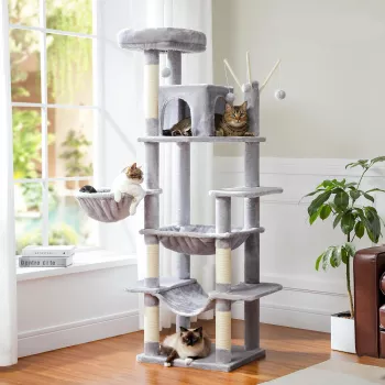 7-Level Indoor Cat Tree Tower: Condo, Hammocks & Scratch