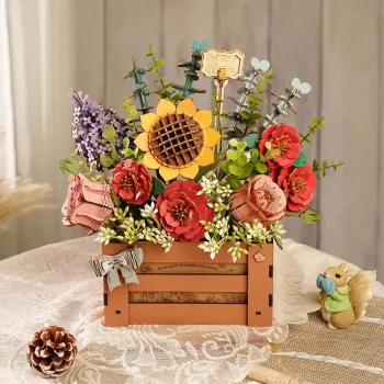 DIY Wooden Bloom Box 3D Puzzle Kit: Build & Display